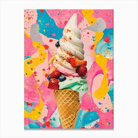 Kitsch Ice Cream Cone Collage 3 Canvas Print