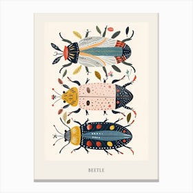 Colourful Insect Illustration Beetle 14 Poster Canvas Print