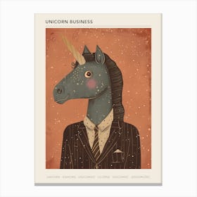 Unicorn In A Suit & Tie Mocha Muted Pastels 3 Poster Canvas Print