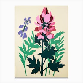 Cut Out Style Flower Art Aconitum 1 Canvas Print