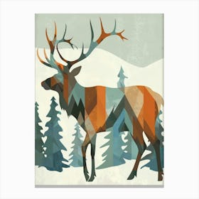 Elk In The Snow Canvas Print