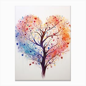 Gradient Heart Tree Branches 3 Canvas Print