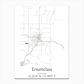 Enumclaw,United States Minimalist Map Canvas Print