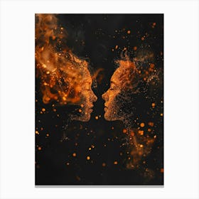 Two Faces In Flames Canvas Print