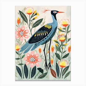 Folk Style Bird Painting Great Blue Heron 3 Canvas Print