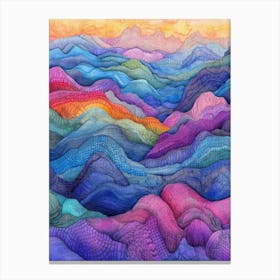 Colourful Mountain Illustration Poster Art Print 9 Canvas Print