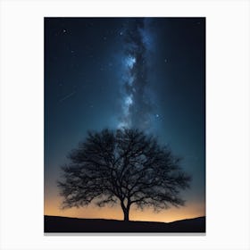 Tree In The Night Sky Canvas Print