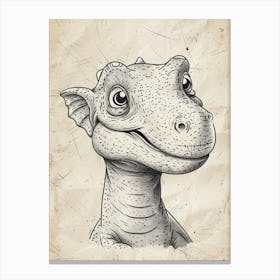 Cute Heterodontosaurus Dinosaur Illustration Canvas Print