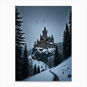 Castle Black Spires Beneath the Moon Canvas Print