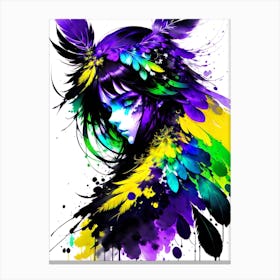 Girl With Feathers Canvas Print