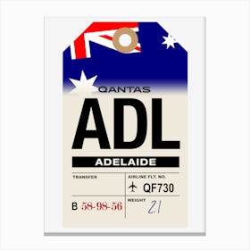 Adelaide (ADL) Australia Vintage Airline Luggage Tag Canvas Print