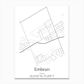 Embrun,Canada Minimalist Map Canvas Print