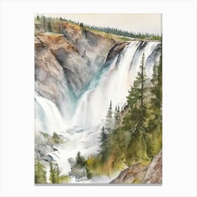 The Upper Falls Of The Yellowstone River, United States Water Colour  (3) Canvas Print
