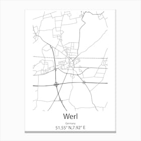 Werl,Germany Minimalist Map Stampe su tela