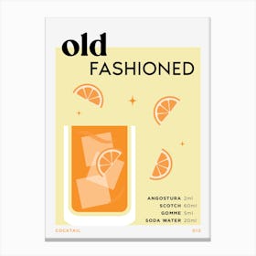 Old Fashioned in Yellow Cocktail Recipe Canvas Print