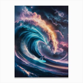 Surfer Rides A Wave Canvas Print