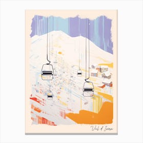 Poster Of Val D Isere   France, Ski Resort Pastel Colours Illustration 0 Canvas Print