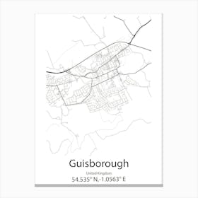 Guisborough,United Kingdom Minimalist Map Canvas Print