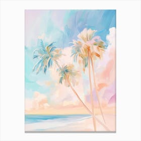 Pastel Palm Trees On The Beach Canvas Print