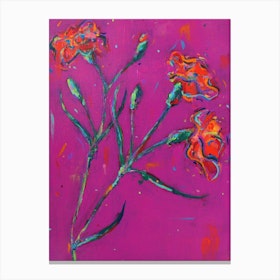 Orange Carnations In Pink Canvas Print