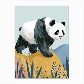 Giant Panda Walking On A Mountrain Storybook Illustration 3 Canvas Print
