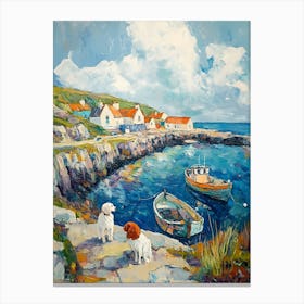 Irish Fishing Village With Dogs 1 Canvas Print