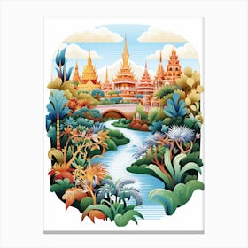 Suan Nong Nooch Thailand Modern Illustration 2 Canvas Print