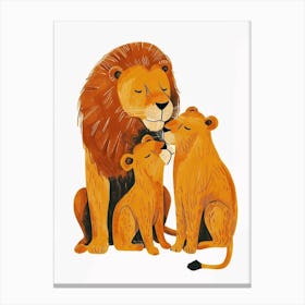 Barbary Lion Family Bonding Clipart 1 Canvas Print