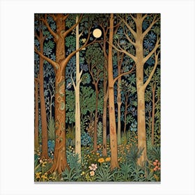 William Morris Style Night In The Woods Canvas Print