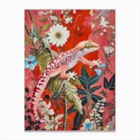 Floral Animal Painting Gecko 2 Canvas Print