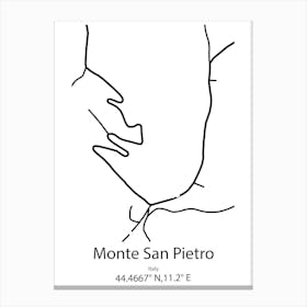 Monte San Pietro,Italy Minimalist Map Canvas Print