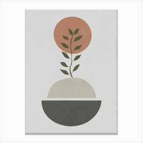 Minimalist Boho Plant Art with Geometric Shapes Canvas Print