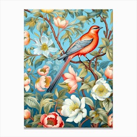 Red Bird On A Branch Canvas Print