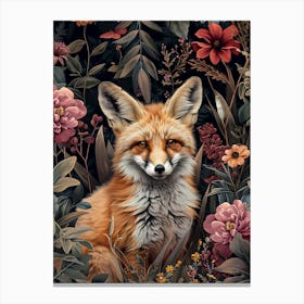 Fox In The Forest Inspired by William Morris Canvas Print