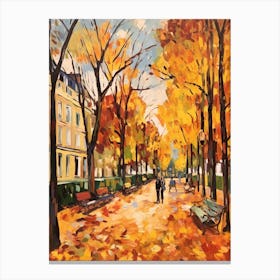 Autumn City Park Painting Parc Monceau Paris France 1 Canvas Print