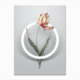 Vintage Didier's Tulip Minimalist Botanical Geometric Circle on Soft Gray n.0572 Canvas Print
