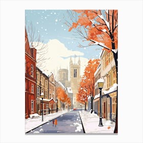Vintage Winter Travel Illustration Windsor United Kingdom 3 Canvas Print