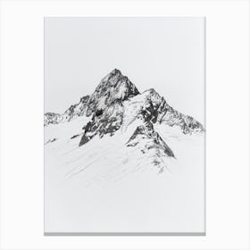 Mount Cook Usa Line Drawing 4 Canvas Print