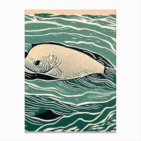 Dugong Linocut Canvas Print