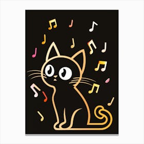 Cat With Music Notes 17 Canvas Print