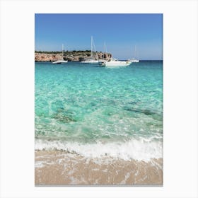 Ibiza Spain Beach With Boats Canvas Print