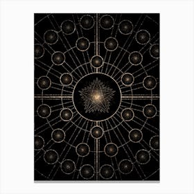 Geometric Glyph Radial Array in Glitter Gold on Black n.0316 Canvas Print