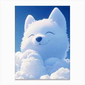 White Cat In The Clouds Canvas Print