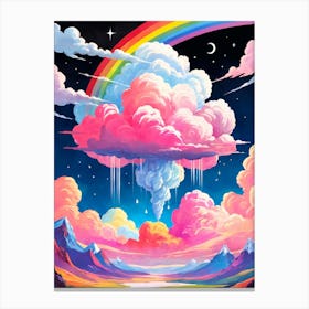 Surreal Rainbow Clouds Sky Painting (24) Canvas Print