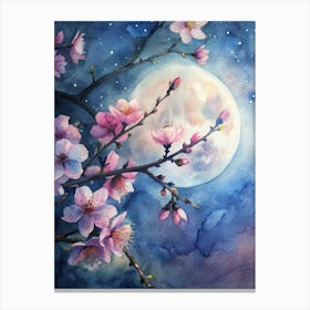 A Close Up Of Cherry Blossoms In Silhouette Again (1) Canvas Print