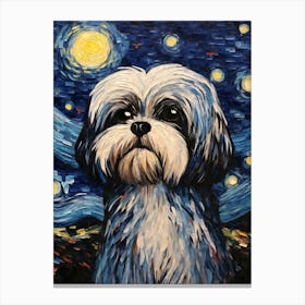 Shih Tzu Starry Night Dog Portrait Canvas Print