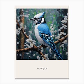 Ohara Koson Inspired Bird Painting Blue Jay 2 Poster Canvas Print