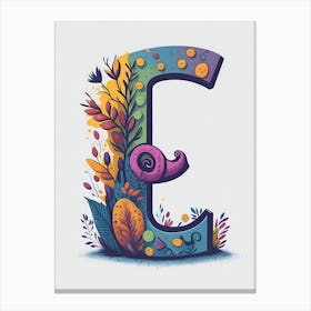 Colorful Letter E Illustration 52 Canvas Print