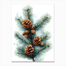 Watercolor Pine Cones Canvas Print