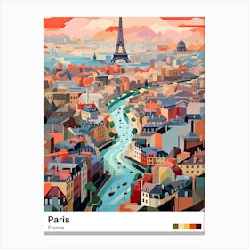 Paris View   Geometric Vector Illustration 1 Poster Canvas Print